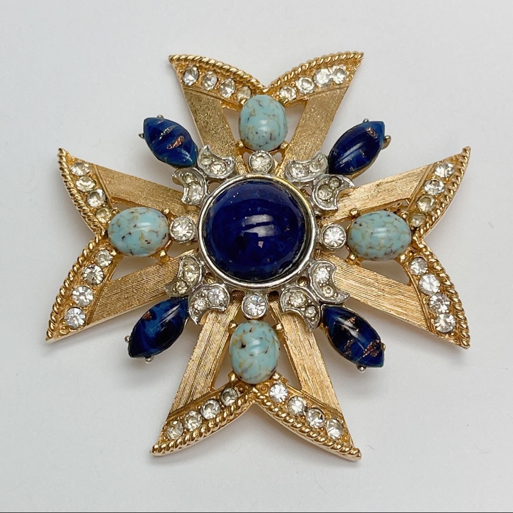 Vintage Unsigned Florenza Maltese Cross Brooch